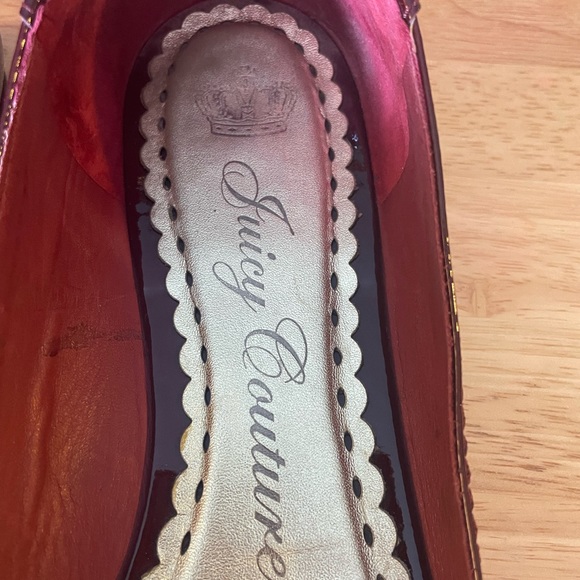 Juicy Couture Patent Leather Maroon Flats with Gold Accent - Picture 2 of 12